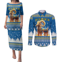 Sweden Christmas Couples Matching Puletasi and Long Sleeve Button Shirt Julbock Yule Goat LT19