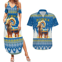 Sweden Christmas Couples Matching Summer Maxi Dress and Hawaiian Shirt Julbock Yule Goat LT19
