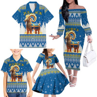 Sweden Christmas Family Matching Off The Shoulder Long Sleeve Dress and Hawaiian Shirt Julbock Yule Goat LT19