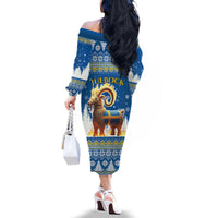 Sweden Christmas Family Matching Off The Shoulder Long Sleeve Dress and Hawaiian Shirt Julbock Yule Goat LT19