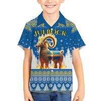 Sweden Christmas Family Matching Off The Shoulder Long Sleeve Dress and Hawaiian Shirt Julbock Yule Goat LT19