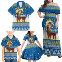 Sweden Christmas Family Matching Off Shoulder Maxi Dress and Hawaiian Shirt Julbock Yule Goat LT19