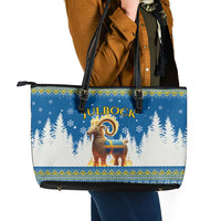 Sweden Christmas Leather Tote Bag Julbock Yule Goat - Wonder Print Shop