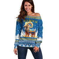 Sweden Christmas Off Shoulder Sweater Julbock Yule Goat LT19