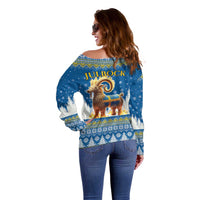 Sweden Christmas Off Shoulder Sweater Julbock Yule Goat LT19
