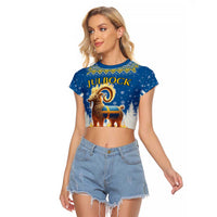 Sweden Christmas Raglan Cropped T Shirt Julbock Yule Goat LT19