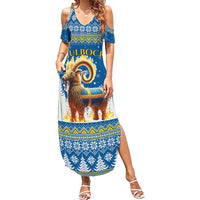 Sweden Christmas Summer Maxi Dress Julbock Yule Goat LT19