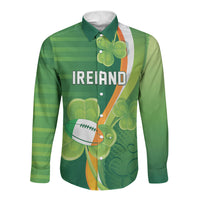 Ireland Rugby Custom Long Sleeve Button Shirt Irish Shamrock Champions