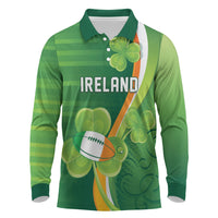 Ireland Rugby Custom Long Sleeve Polo Shirt Irish Shamrock Champions