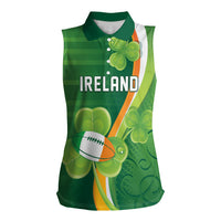 Ireland Rugby Custom Women Sleeveless Polo Shirt Irish Shamrock Champions