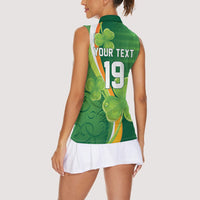 Ireland Rugby Custom Women Sleeveless Polo Shirt Irish Shamrock Champions