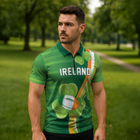 Ireland Rugby Custom Zipper Polo Shirt Irish Shamrock Champions