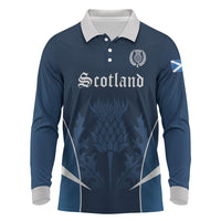 Scotland Rugby Personalized Long Sleeve Polo Shirt Scottish Thistle Champions