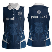 Scotland Rugby Personalized Women Sleeveless Polo Shirt Scottish Thistle Champions