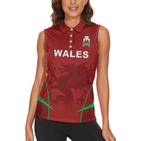 Wales Rugby Personalized Women Sleeveless Polo Shirt Welsh Red Dragon Champions