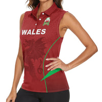Wales Rugby Personalized Women Sleeveless Polo Shirt Welsh Red Dragon Champions