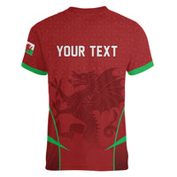 Wales Rugby Personalized Women V-Neck T-Shirt Welsh Red Dragon Champions