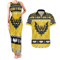 Personalized Brecknockshire Wales Christmas Couples Matching Tank Maxi Dress and Hawaiian Shirt Welsh Celtic Bat Design - Wonder Print Shop
