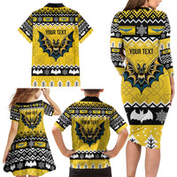 Personalized Brecknockshire Wales Christmas Family Matching Long Sleeve Bodycon Dress and Hawaiian Shirt Welsh Celtic Bat Design - Wonder Print Shop