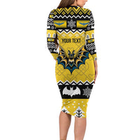 Personalized Brecknockshire Wales Christmas Family Matching Long Sleeve Bodycon Dress and Hawaiian Shirt Welsh Celtic Bat Design - Wonder Print Shop