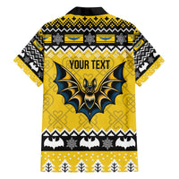 Personalized Brecknockshire Wales Christmas Family Matching Off The Shoulder Long Sleeve Dress and Hawaiian Shirt Welsh Celtic Bat Design - Wonder Print Shop