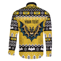 Personalized Brecknockshire Wales Christmas Family Matching Off The Shoulder Long Sleeve Dress and Hawaiian Shirt Welsh Celtic Bat Design - Wonder Print Shop