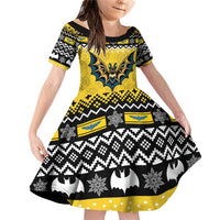 Personalized Brecknockshire Wales Christmas Family Matching Off Shoulder Short Dress and Hawaiian Shirt Welsh Celtic Bat Design - Wonder Print Shop