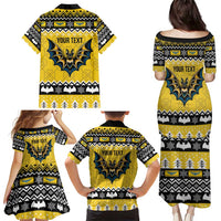 Personalized Brecknockshire Wales Christmas Family Matching Puletasi and Hawaiian Shirt Welsh Celtic Bat Design - Wonder Print Shop