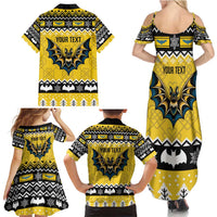 Personalized Brecknockshire Wales Christmas Family Matching Summer Maxi Dress and Hawaiian Shirt Welsh Celtic Bat Design - Wonder Print Shop