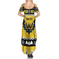 Personalized Brecknockshire Wales Christmas Family Matching Summer Maxi Dress and Hawaiian Shirt Welsh Celtic Bat Design - Wonder Print Shop