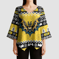 Personalized Brecknockshire Wales Christmas Kimono Sleeve Blouse Welsh Celtic Bat Design - Wonder Print Shop