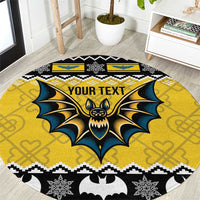 Personalized Brecknockshire Wales Christmas Round Carpet Welsh Celtic Bat Design - Wonder Print Shop