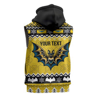 Personalized Brecknockshire Wales Christmas Sleeveless Zip Hoodie Welsh Celtic Bat Design - Wonder Print Shop