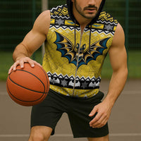 Personalized Brecknockshire Wales Christmas Sleeveless Zip Hoodie Welsh Celtic Bat Design - Wonder Print Shop