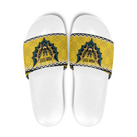Personalized Brecknockshire Wales Christmas Slide Sandals Welsh Celtic Bat Design - Wonder Print Shop