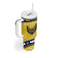 Personalized Brecknockshire Wales Christmas Tumbler With Handle Welsh Celtic Bat Design - Wonder Print Shop