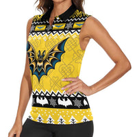 Personalized Brecknockshire Wales Christmas Women Sleeveless Polo Shirt Welsh Celtic Bat Design - Wonder Print Shop