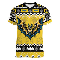 Personalized Brecknockshire Wales Christmas Women V-Neck T-Shirt Welsh Celtic Bat Design - Wonder Print Shop