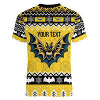 Personalized Brecknockshire Wales Christmas Women V-Neck T-Shirt Welsh Celtic Bat Design - Wonder Print Shop