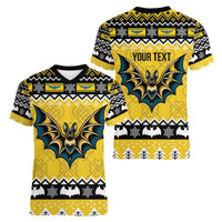 Personalized Brecknockshire Wales Christmas Women V-Neck T-Shirt Welsh Celtic Bat Design - Wonder Print Shop