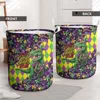 Funny Mardi Gras T-Rex Dinosaur Laundry Basket Let The Good Times Roll - Wonder Print Shop