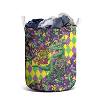 Funny Mardi Gras T-Rex Dinosaur Laundry Basket Let The Good Times Roll - Wonder Print Shop