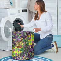 Funny Mardi Gras T-Rex Dinosaur Laundry Basket Let The Good Times Roll - Wonder Print Shop