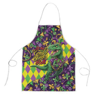 Funny Mardi Gras T-Rex Dinosaur Apron Let The Good Times Roll - Wonder Print Shop