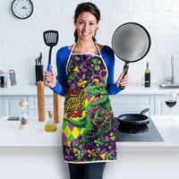 Funny Mardi Gras T-Rex Dinosaur Apron Let The Good Times Roll - Wonder Print Shop