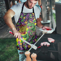 Funny Mardi Gras T-Rex Dinosaur Apron Let The Good Times Roll - Wonder Print Shop