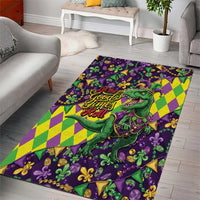 Funny Mardi Gras T-Rex Dinosaur Area Rug Let The Good Times Roll - Wonder Print Shop