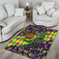 Funny Mardi Gras T-Rex Dinosaur Area Rug Let The Good Times Roll - Wonder Print Shop
