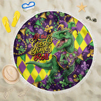 Funny Mardi Gras T-Rex Dinosaur Beach Blanket Let The Good Times Roll - Wonder Print Shop
