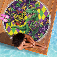Funny Mardi Gras T-Rex Dinosaur Beach Blanket Let The Good Times Roll - Wonder Print Shop